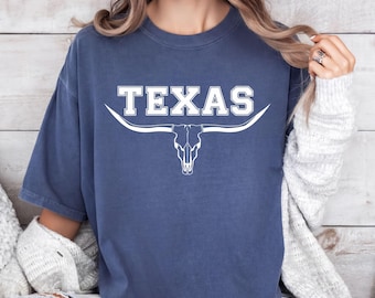 Texas Longhorn Skull Shirt, Comfort Colors Western Southern Tee, 416705