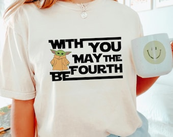 Star Wars Shirt, Comfort Colors Grogu Baby Yoda May The Fourth Be With You Tee, 411314