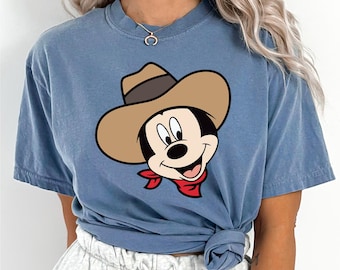 Cowboy Mouse Shirt, Comfort Colors Western Matching Couple Retro Graphic Tee, 416773