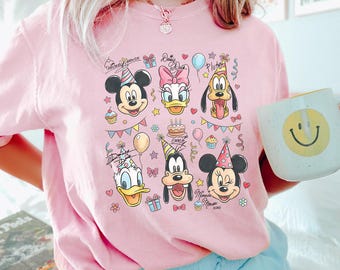 Mickey and Friends Birthday Shirt, Disney Party Squad Tee, Magic Kingdom Bday Trip Top, Family Matching Outfit, Comfort Colors Tee, 417139