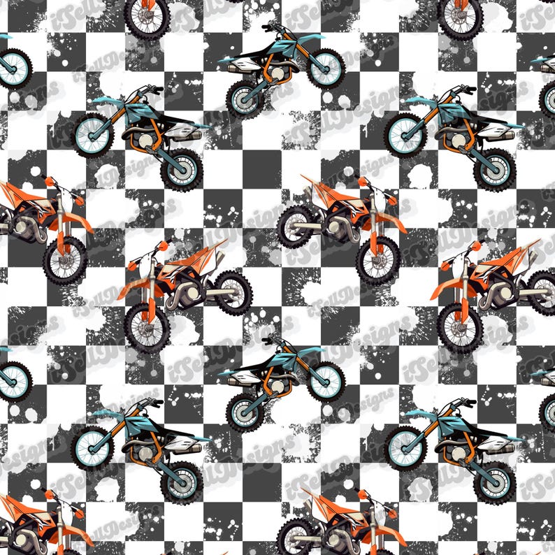 Motocross Seamless Pattern: Racing Bike Design (digital Download) - Etsy