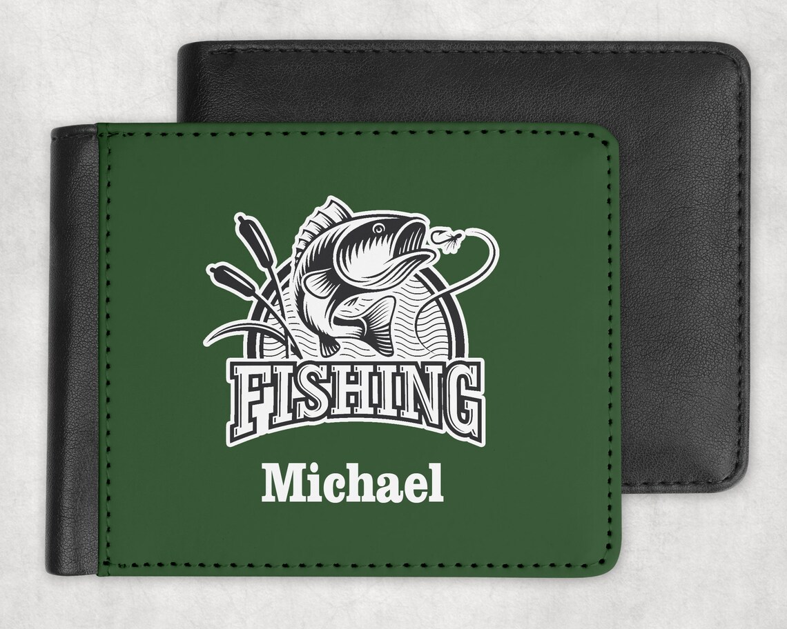 Personalized Mens Wallet Fishing wallet Trifold wallet Etsy