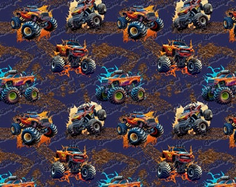 Monster truck Seamless Pattern, Monster trucks Design, Custom Seamless Pattern, monster truck Seamless Pattern, trucks, Racing