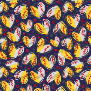 Softball & Baseball Seamless Pattern, Softball Design, Custom Seamless Pattern, Baseball Softball Seamless Pattern