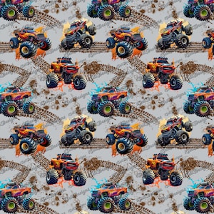 Monster Truck Seamless Pattern: Racing Trucks Design (Digital Download)