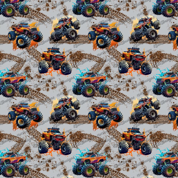 Monster truck Seamless Pattern, Monster trucks Design, Custom Seamless Pattern, monster truck Seamless Pattern, trucks, Racing