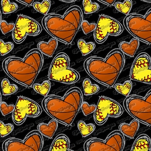 Softball Seamless Pattern, Basketball Design, Custom Seamless Pattern, Baseball Seamless Pattern, Digital Seamless File, Softball File