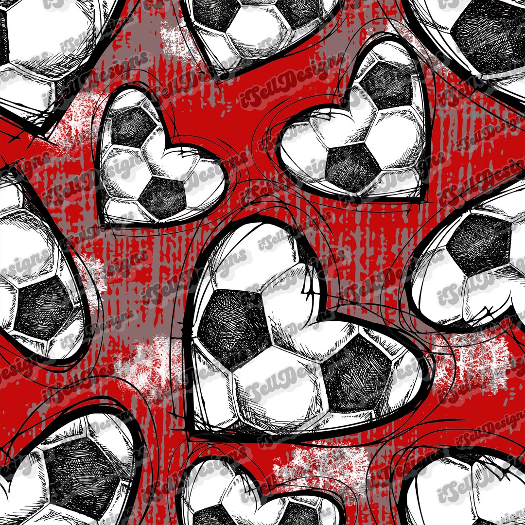 Soccer Heart Seamless Pattern: Fabric Print Design (digital File) - Etsy