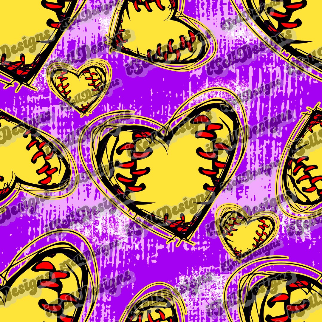 Seamless Softball Pattern Softball Design Custom Seamless Etsy