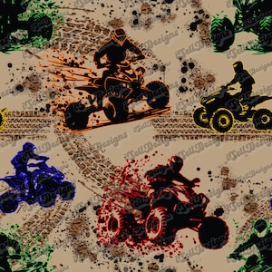 Motocross Seamless Pattern, ATV Design, Custom Seamless Pattern, ATV Racing Seamless Pattern, ATV, Racing