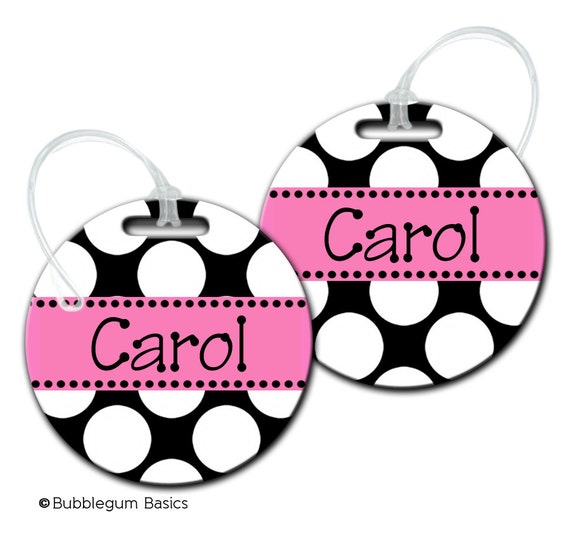 Personalized Black White Polka Dot Pink Name Band Design Bag Etsy Personalized Black White Polka Dot Pink Name Band Design Bag Etsy