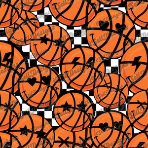 Basketball Seamless Pattern, Basketball Design, Custom Seamless Pattern, Basketball Seamless Pattern, Basketball Smileys image 1