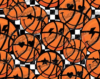 Basketball Seamless Pattern, Basketball Design, Custom Seamless Pattern, Basketball Seamless Pattern, Basketball Smileys