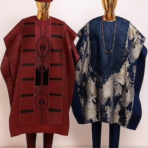 Handmade African Men's 3-Piece Outfit: Agbada Shirt and Pants