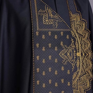 Handmade African Men&#39;s 3-Piece Outfit: Agbada Shirt and Pants