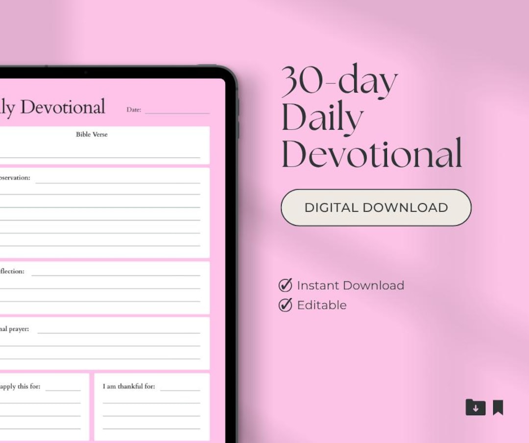30-day Bible Devotional Journal | Prayer & Reflection (PDF) - Etsy