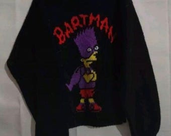 Vintage 1990 the Simpsons Bartman Sweater Cartoon TV Promo Bart