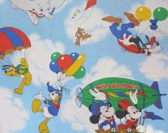 Vintage Walt Disney Mickey Minnie Mouse vlakke plaat stof materiaal vrienden dombo ballonnen parachute dombo Goofy Pluto Donald Duck beddengoed