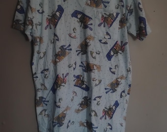 Vintage Schattig Preview Collectie Lingerie Merk Slaapshirt Nachtjapon Lounge Hond Puppy Konijn Bunny Duck Goose Speeding Rodel One Size