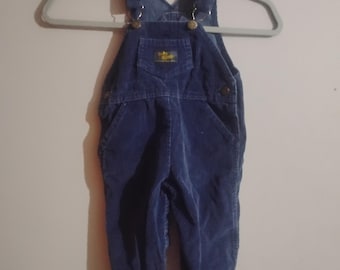 Vintage Cute Oshkosh B'Gosh Corduroy Blue Bib Overalls Unisex Boys Girls Baby Infants 24 Months