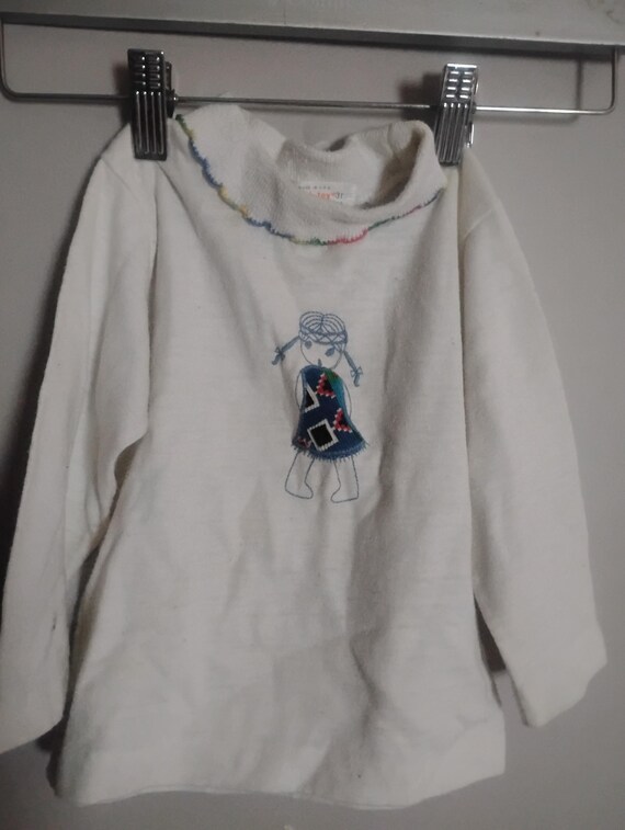 Rare Vintage Health-Tex Healthtex Shirt Turtleneck Native American Pow Wow Girls USA Made 3T View 2