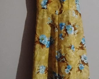 Rare Vintage 1960's DeWeese De Weese Design Swim And Sun Fashions Los Angeles California Swimsuit Dress Floral Flowers Gold Sundress Dress