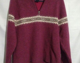 Vintage Woolrich lamswollen trui Fair Isle Mulberry 1/4 rits dames winter skiën skiën wandelen