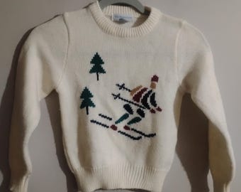 Suéter infantil vintage raro de Oshkosh B'Gosh para esquí, acrílico, talla 7 para niños y niñas
