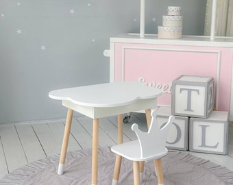 Montessori Toddler Table and Chair Set: Handmade Wooden Kids Furniture