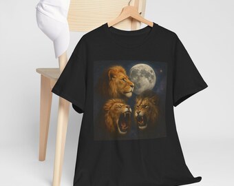 Three Lion Moon T Shirt | Vintage Lion Graphic Tee | Funny Lion Meme Shirt | King of Jungle Top | Retro Animal Tee | Lion Lover Gift
