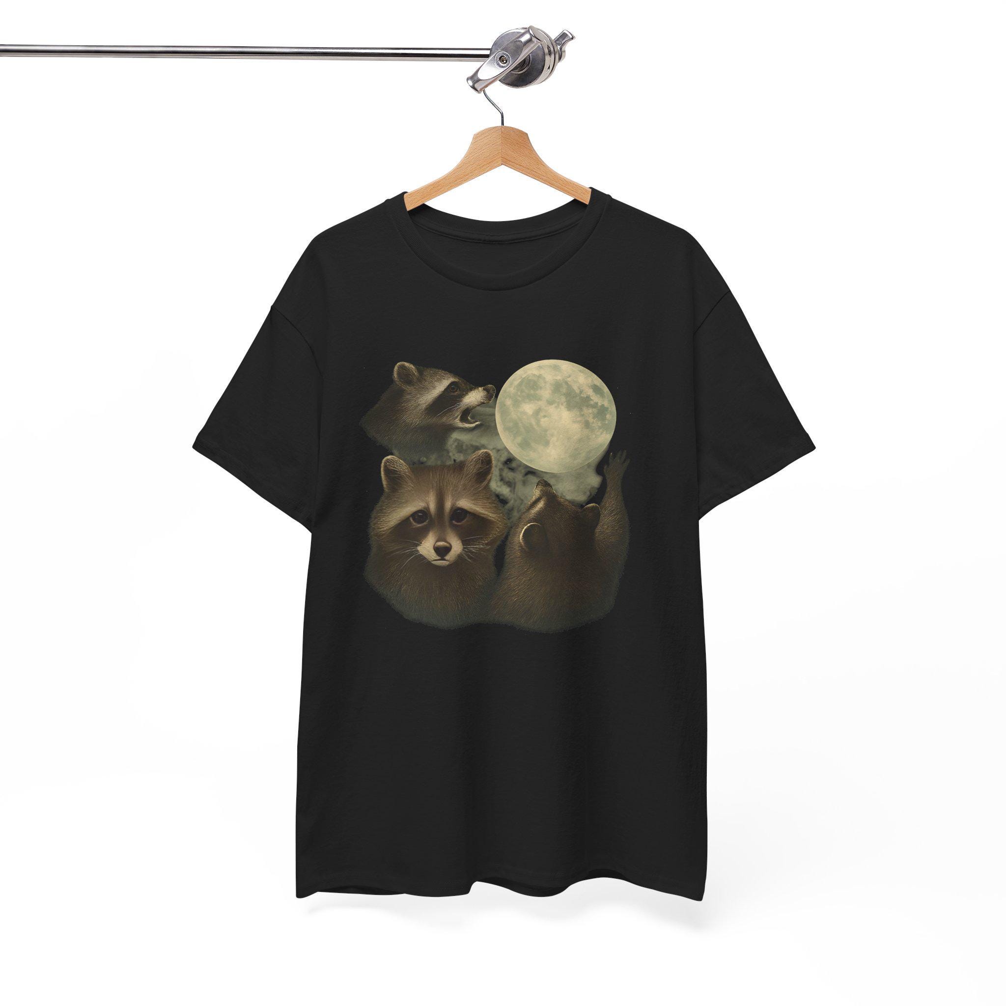 T-shirts graphiques rétro trois ratons laveurs, chemise raton laveur, t-shirt lune raton laveur vintage, amateurs de raton laveur, t-shirt raton laveu