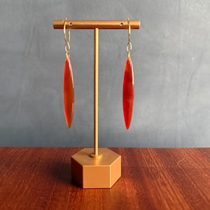 Red Agate Marquise Gold Earrings