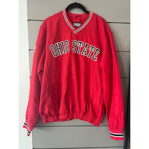 Chaqueta cortavientos tipo jersey de Ohio State, color rojo, GIII Carl Banks Buckeyes Y2K, talla S