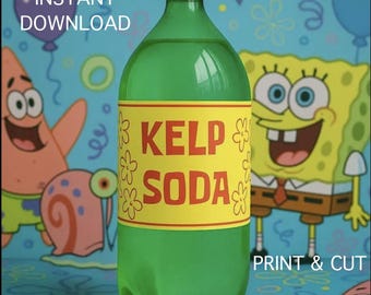 Kelp Soda Label: SpongeBob Party, 2 Liter Bottle (Digital Download) - SpongeBob Party Printable | 2 Liter Wrapper | Bikini Bottom Birthday