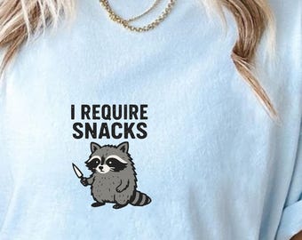 Funny Raccoon I Require Snacks PNG SVG, Snack Lover Gift (Digital Download)