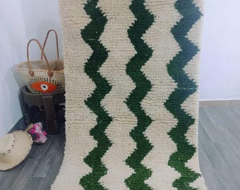 Crème tapis en laine Beni Ourain fait main, marocain tapis à poils longs