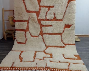 Carpette Boho en laine, boujad marocain géométrique (6 x 8 pieds)