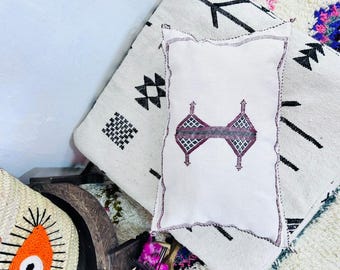 Handmade Moroccan Silk Lumbar Pillow, Cactus Silk Cushion