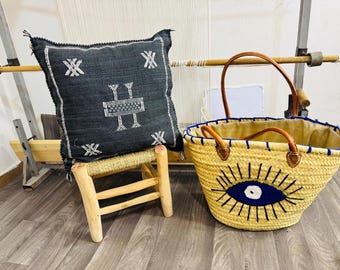 Coussin berbère noir - Coussin marocain fait main, decoración bohème