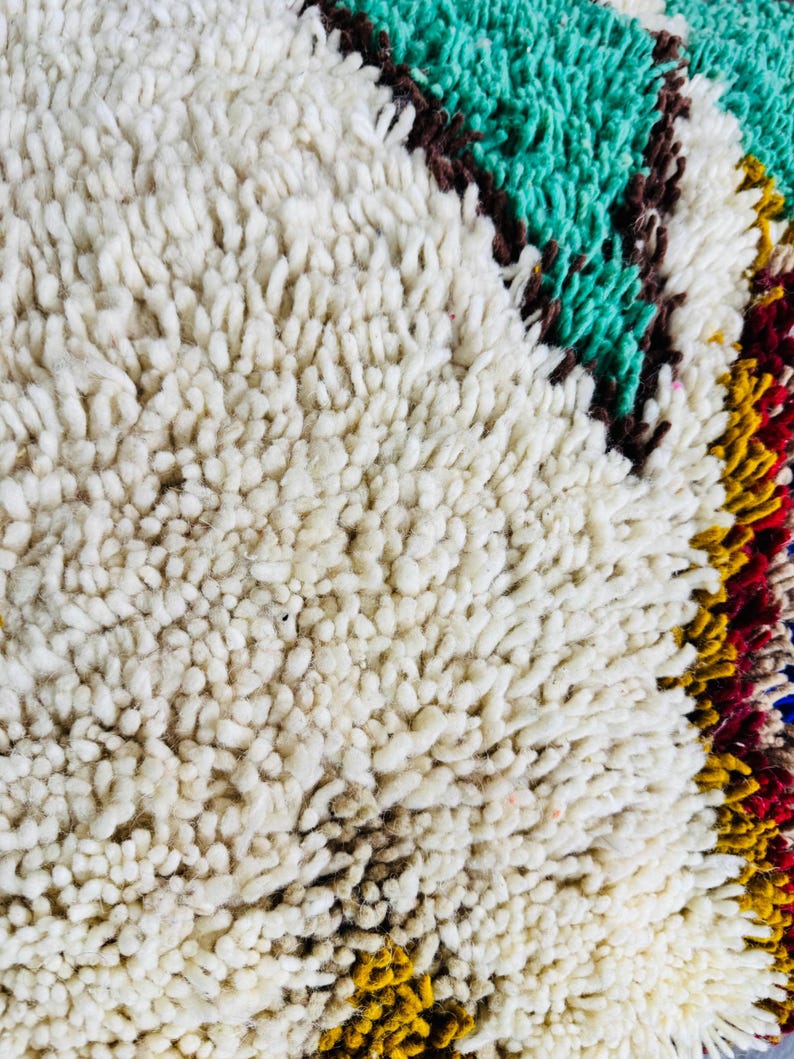 Vintage Moroccan Floor Pouf ;Handwoven Berber Cushion from Boujad Rug ;Boho Tribal Ottoman image 7