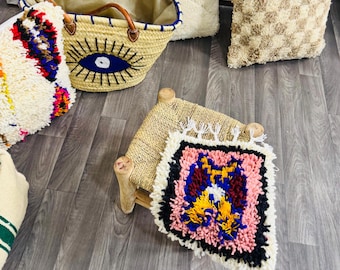 Handgefertigter Mini Teppich aus Wolle: Berber Marokkanischer Schreibtisch Dekor