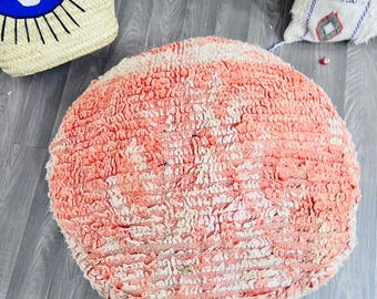 Pouf Kilim marocchino vintage – Cuscino da pavimento Beni Ourain in lana fatto a mano – Pouf berbero boho