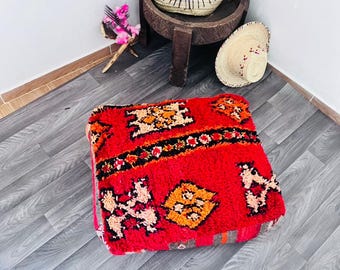 Vintage Berber Woll-Pouf: Handgemachtes marokkanisches Bodenkissen