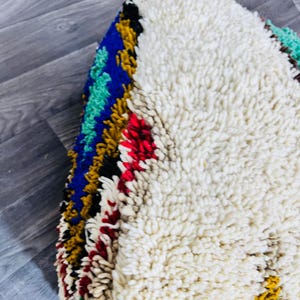 Vintage Moroccan Floor Pouf ;Handwoven Berber Cushion from Boujad Rug ;Boho Tribal Ottoman image 6