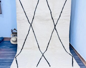 Alfombra bereber marroquí de lana hecha a mano: Beni Ourain, diseño escandinavo