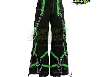 Pantalones cargo ciberpunk negros, estilo urbano holgado Y2K, pantalones de pierna ancha estilo gótico techwear.