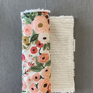 Cotton Chenille Burp Cloth | Rifle Paper Co. Floral Burp Cloth for Baby Girl | Modern Burp Cloth for Baby Gift or Baby Shower Gift