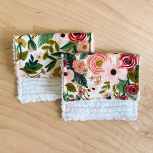 Set of 2: Chenille Washcloths for Baby Girls Rifle Paper Co. Floral Washcloths for Baby Gift or Baby Shower Gift Baby Washcloths image 7