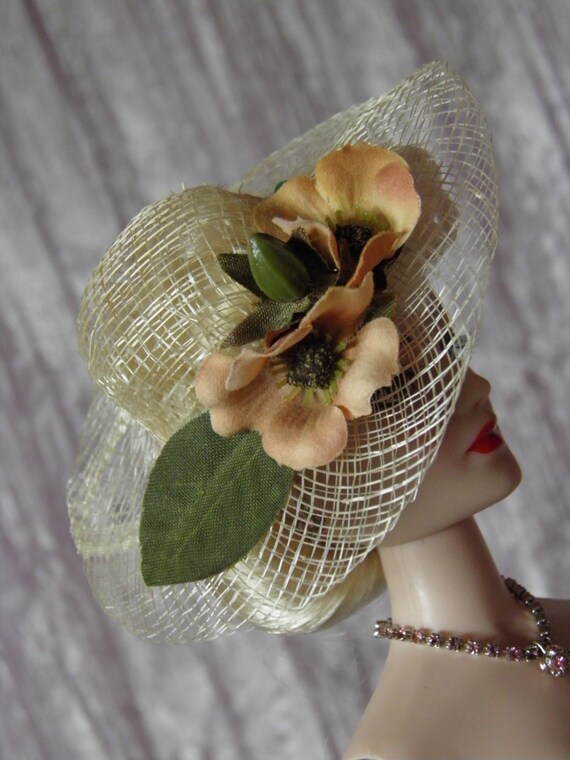 Items similar to 16" Doll Straw Hat Beige Flowers Accessory for