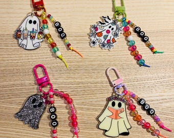 Ghost beaded key charm Halloween kawaii